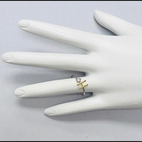 Our Little Two Tone Initial Ring With CZ,NWT - Picture 5 of 8